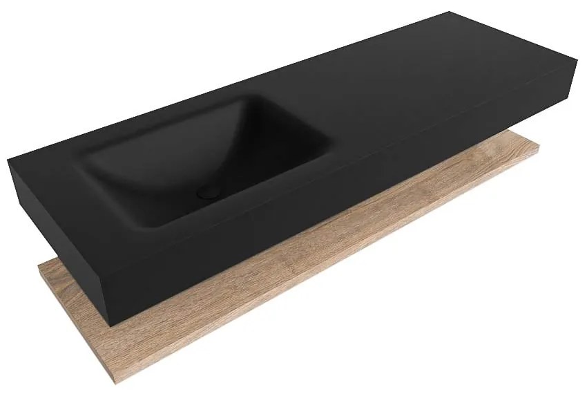 Zaro Alan badmeubel 140cm met planchet washed oak en vrijhangende wastafel cloud links 1 kraangat urban