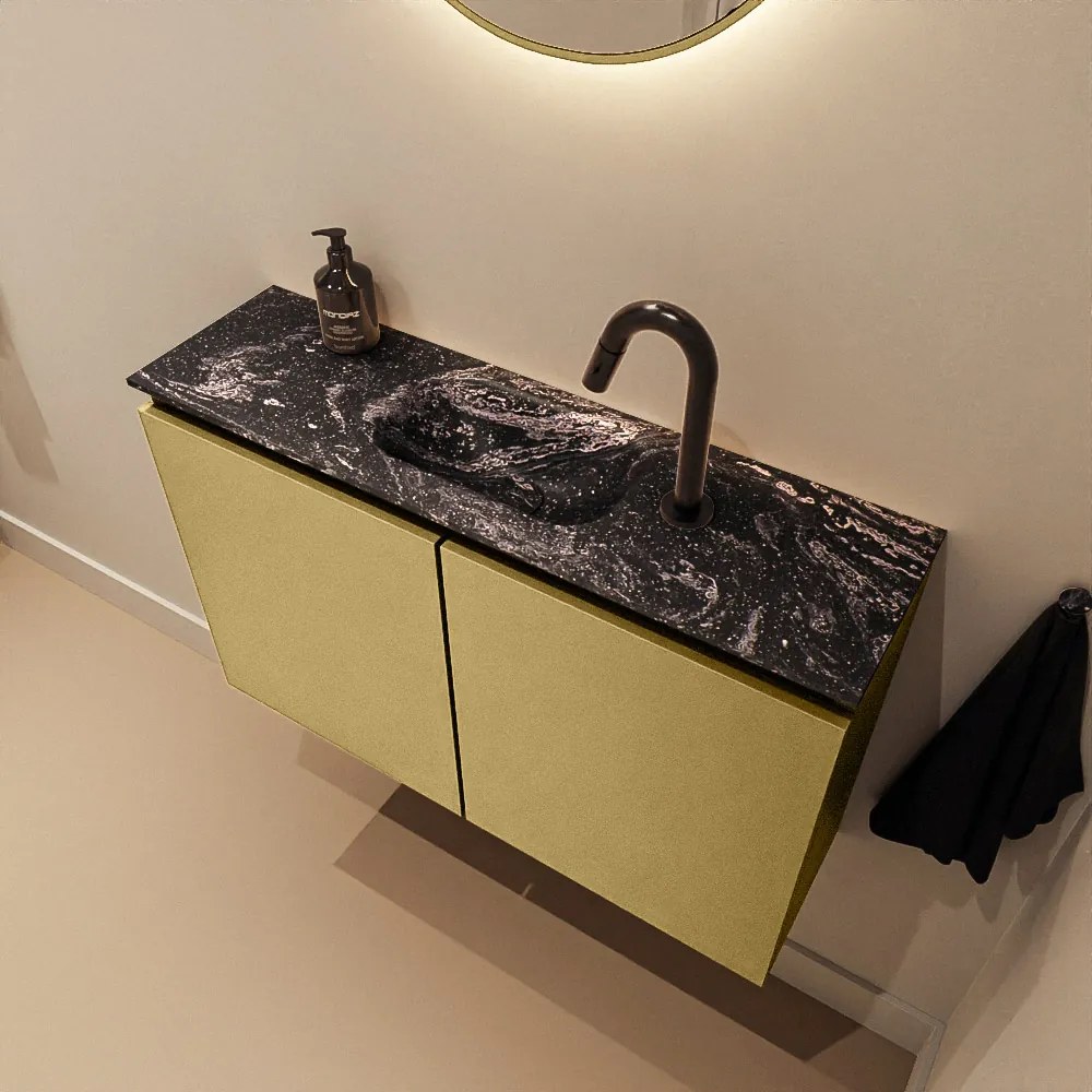 Mondiaz Ture DLux toiletmeubel 80cm oro met wastafel lava midden met kraangat