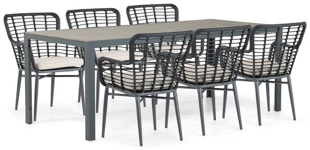 Tuinset 6 personen 200 cm Aluminium/Wicker Zwart De Laan Projects