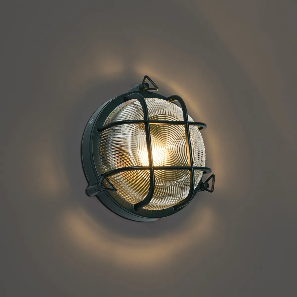 Buiten wand- en plafondlamp donker groen rond IP44 - Noutica