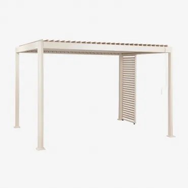 Bioclimatische Aluminiumpergola Met Lamellen En Druvia-paneel Tapioca Beige & Pergola Van 3x4 M Met 1 Paneel Van 90,5 Cm - Sklum