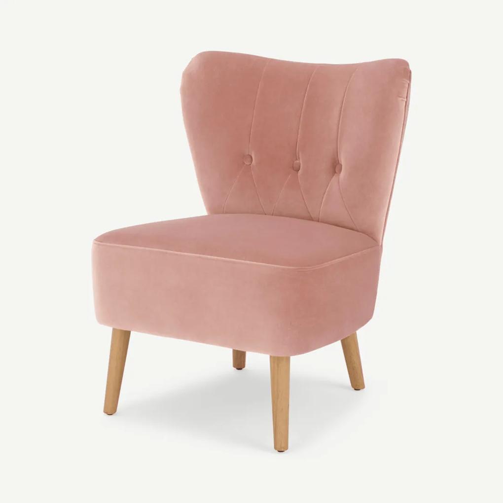 Charley fauteuil, vintage roze fluweel