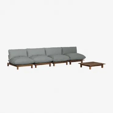 Tuinset Met 4-delige Modulaire Relax Tuinbank En Salontafel In Brina Acacia Hout Grijs – Antraciet - Sklum