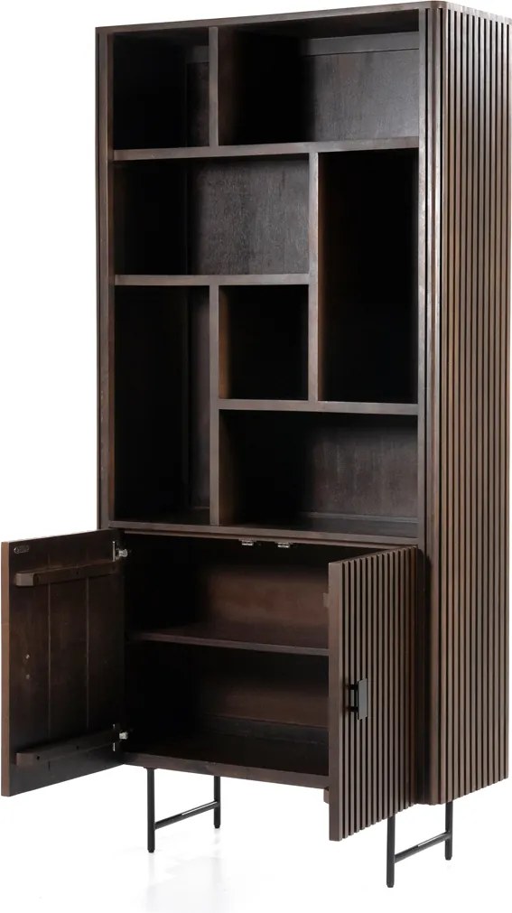 Houten Boekenkast Met Latjes - 96x37x200cm.