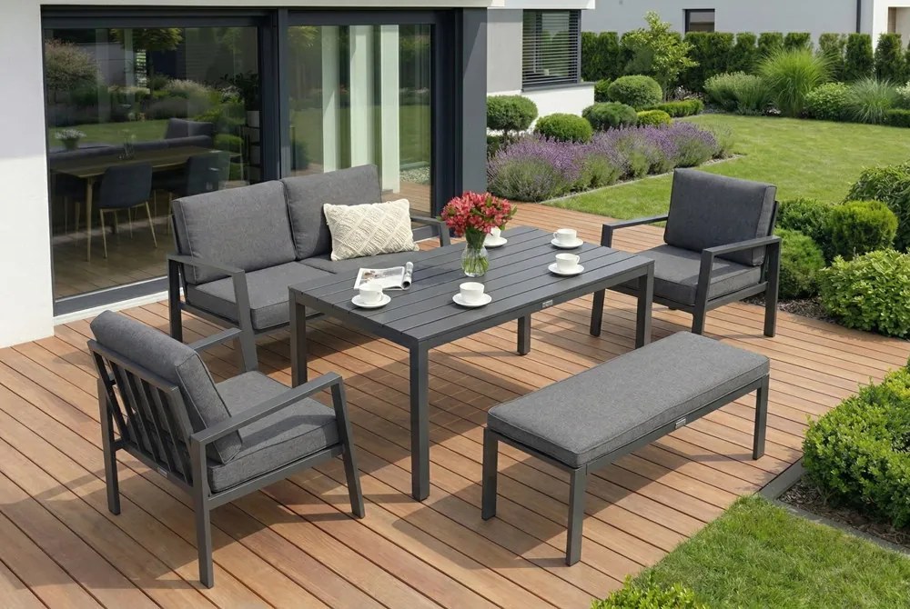 Zakintos Apetito 4 aluminium set met bank antraciet Garden Point