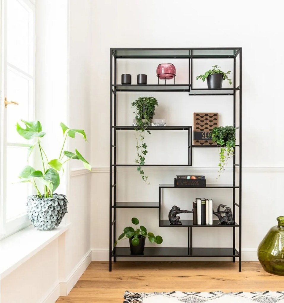 Hoog Wandrek Staal Met Glas - 115x30x195cm.