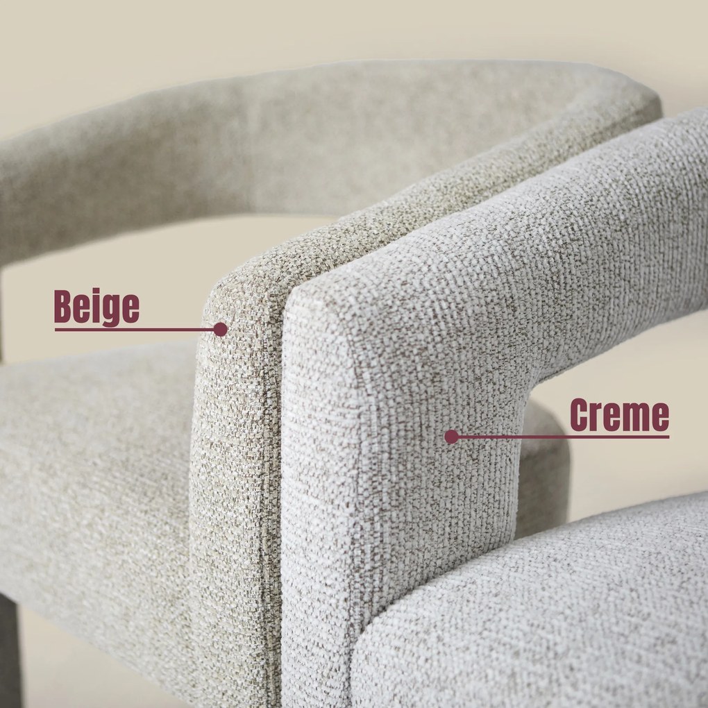 Wabi Sabi Eetkamerstoel Beige Volledig Stof