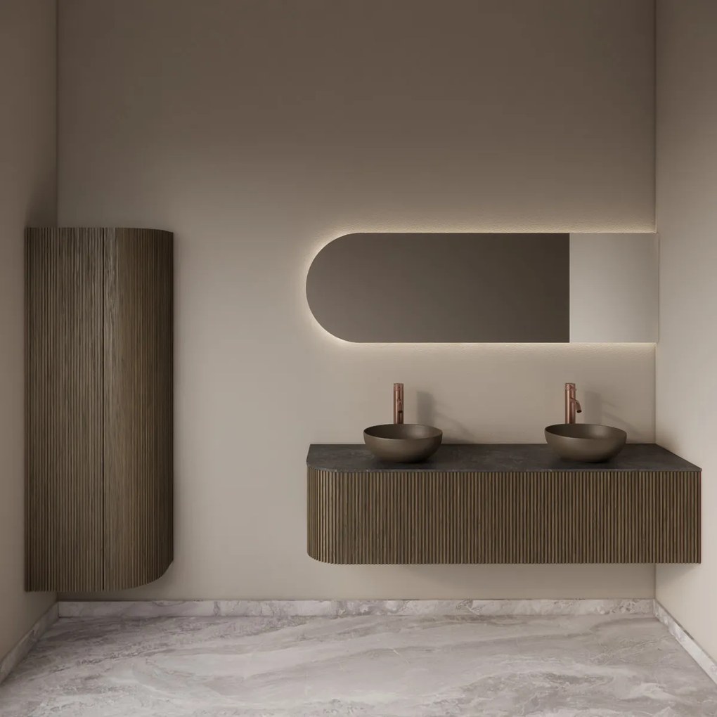 Gliss Design Alluro kolomkast 160cm met ronding rechts ash grey