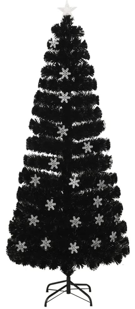 vidaXL Kerstboom met LED-sneeuwvlokken 210 cm glasvezel zwart