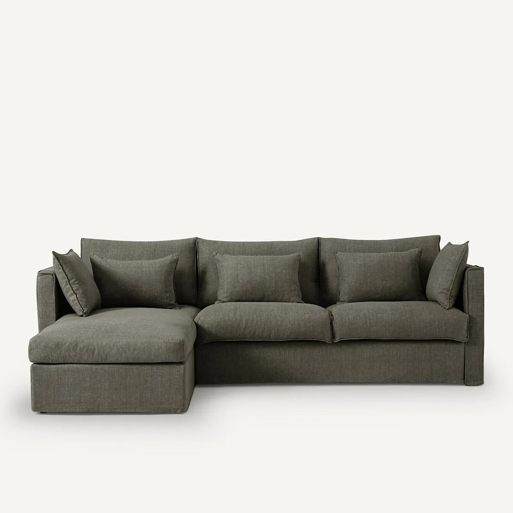 Omkeerbare en omvormbare hoekbank van katoen en linnen, Camille