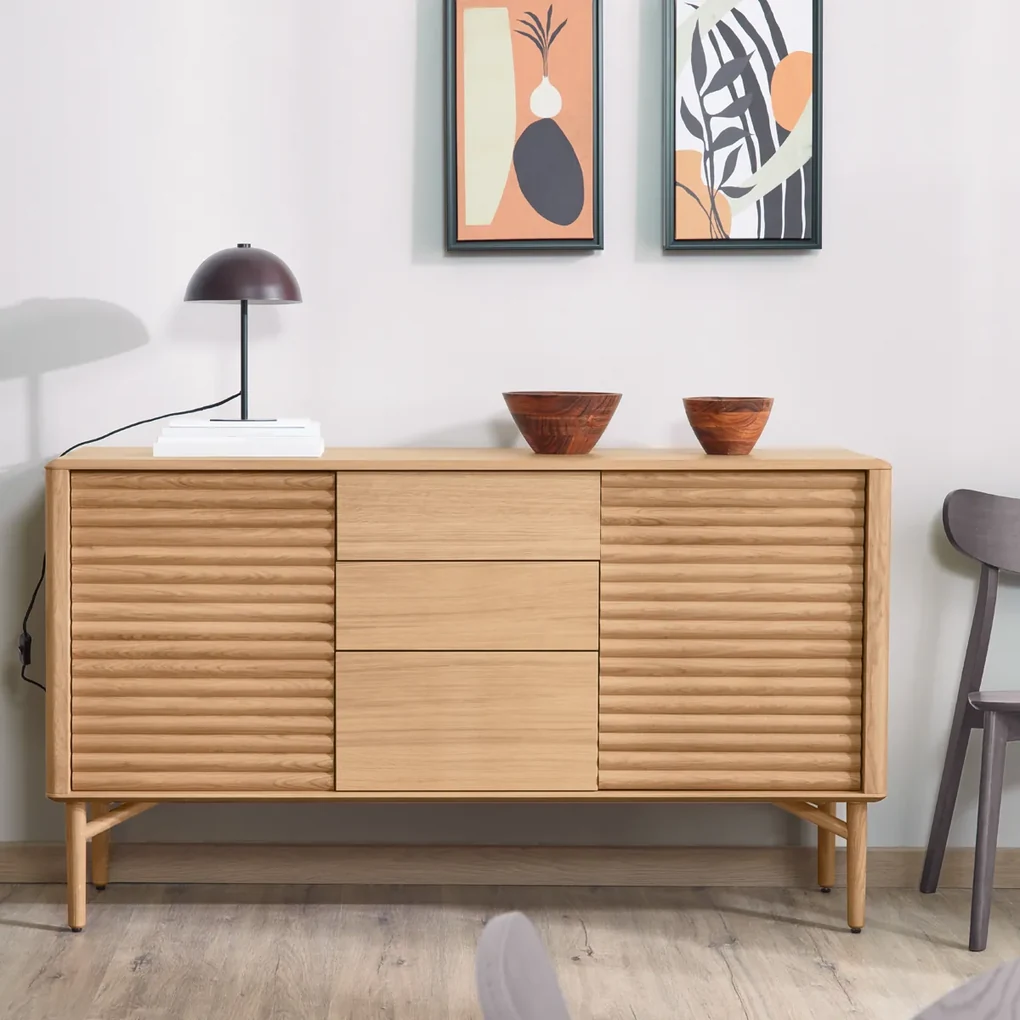 Kave Home Lenon Eiken Retro Dressoir - 155x45x86cm.