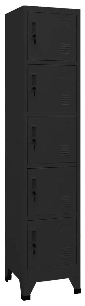 vidaXL Lockerkast 38x40x180 cm staal zwart