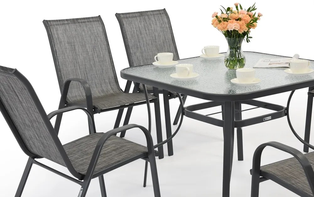 Grijze tuinmeubelen Modena voor 6 personen met vierkante tafel Garden Point