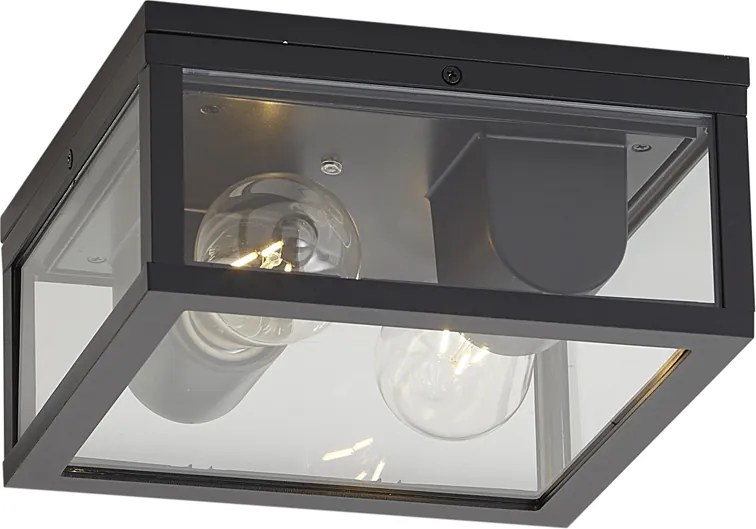 Industriële buiten plafondlamp zwart met bewegings- en schemersensor IP44 - Charlois