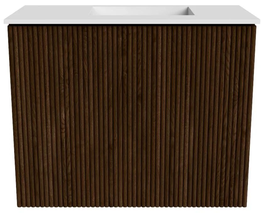 Mondiaz Joya 50cm toiletmeubel walnut met wastafel faye rechts zonder kraangat talc