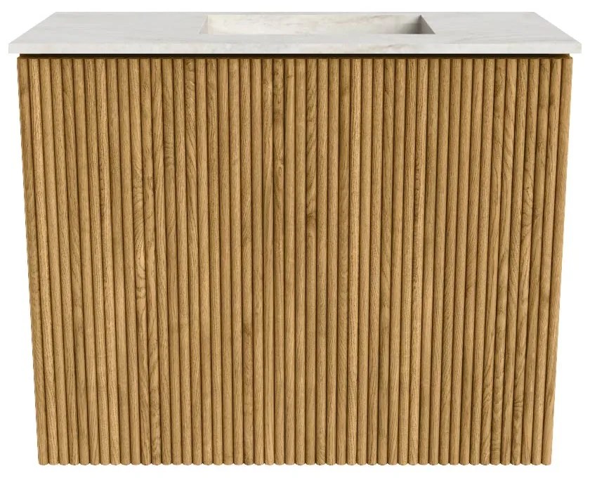 Mondiaz Joya DLux 50cm toiletmeubel oak met wastafel faye rechts zonder kraangat ostra