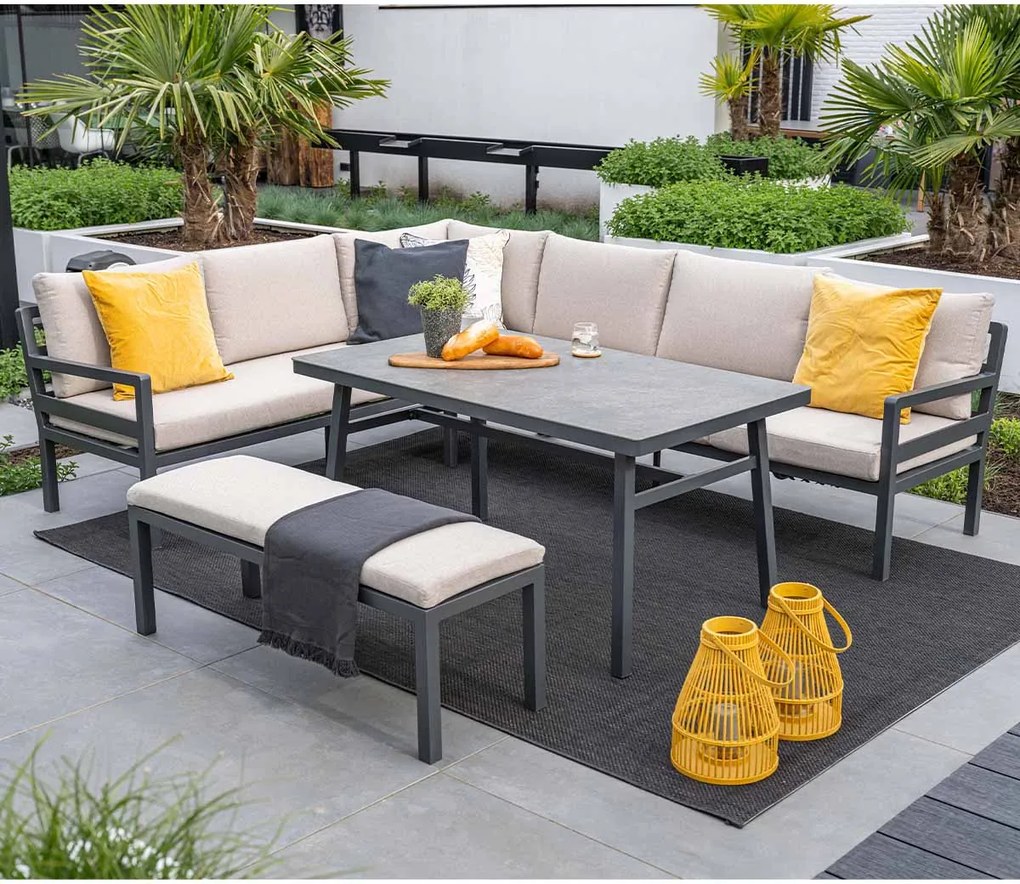 Garden Impressions Markus lounge dining set 4-delig links - desert sand