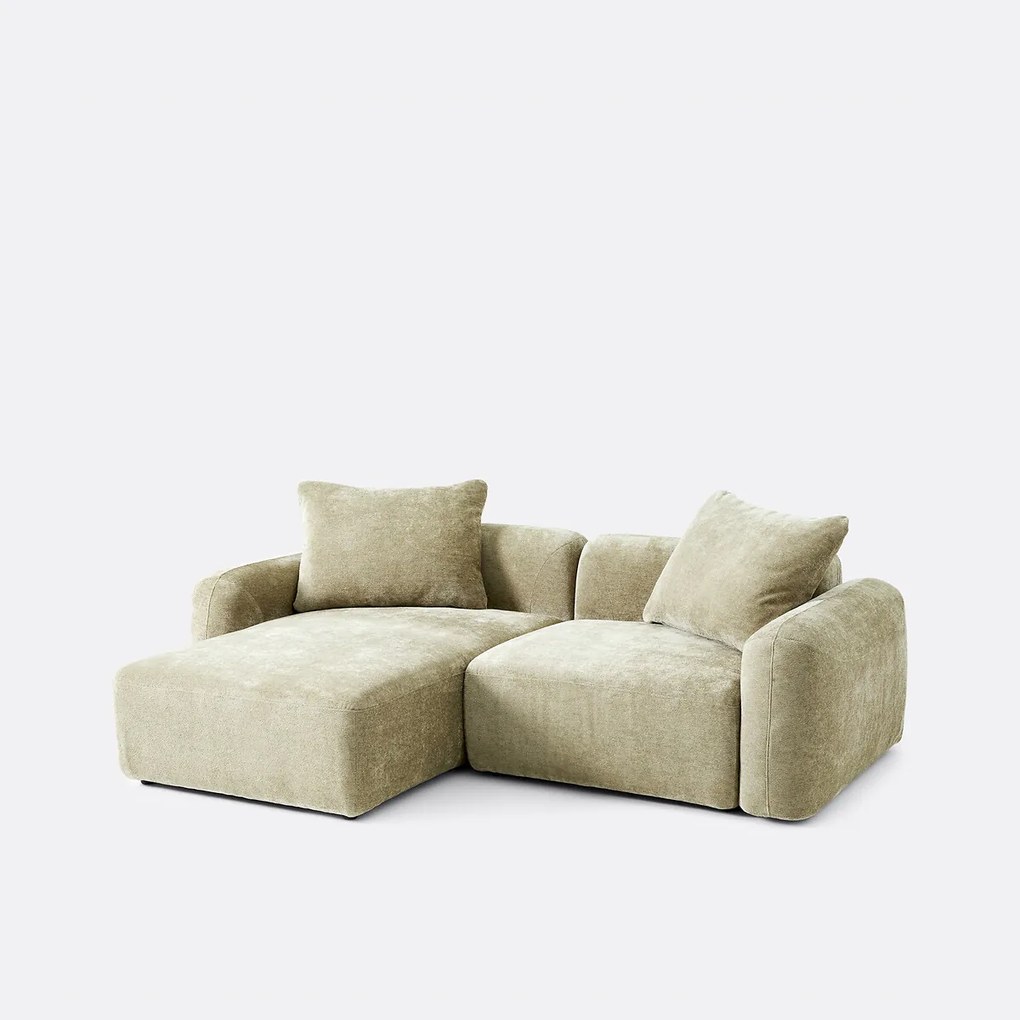 Modulaire bank, linkerhoek, met longchair, jacquard chenille, AMAD