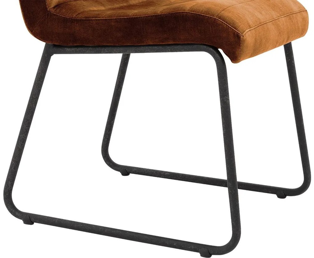 Goossens Eetkamerstoel Dax bruin velvet stof leuning, urban industrieel