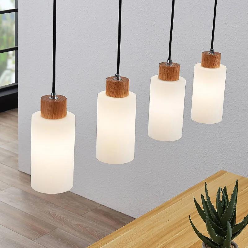 Nicus houten hanglamp, vier lampen - lampen-24