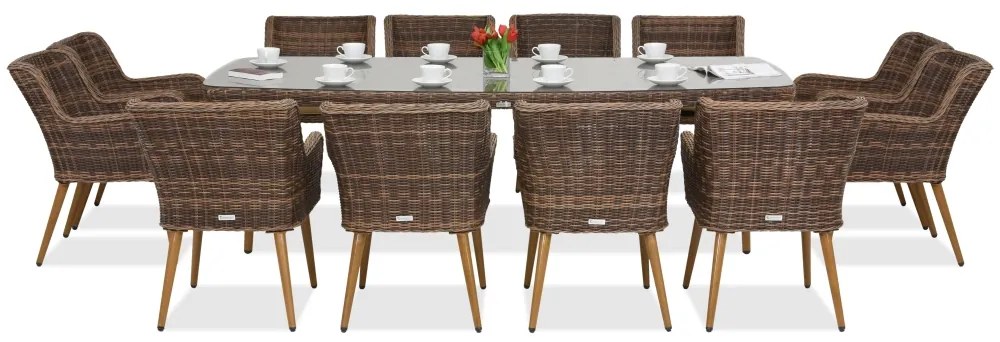 Exclusieve dining tuinset met grote tafel Córdoba voor 12 personen Garden Point bruin