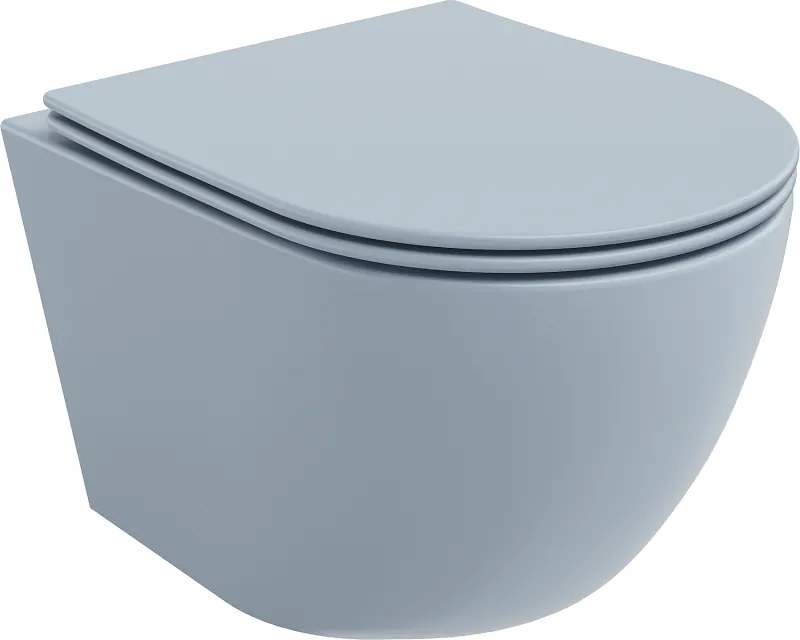 Mexen Lena wc-pot Rimless met langzaam sluitende slanke zitting, duroplast, grijs-blauw mat - 30224069