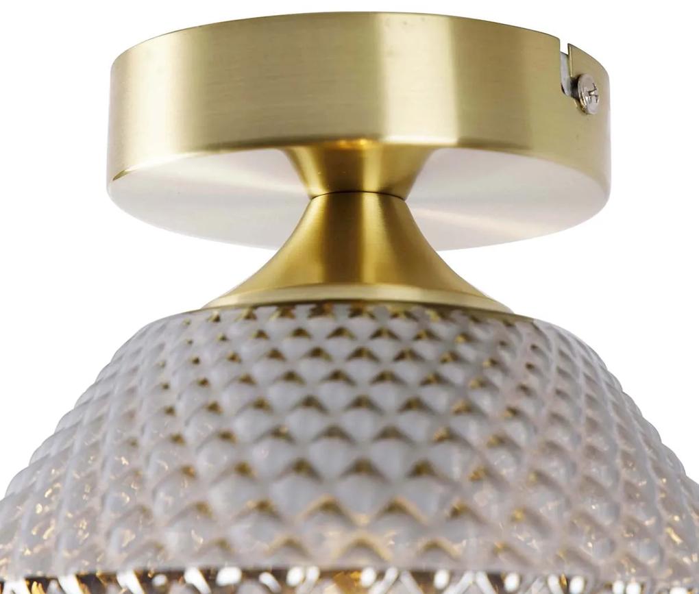 Smart plafondlamp met dimmer messing met smoke glas incl. Wifi A60 - Karce Art Deco E27 rond Binnenverlichting Lamp