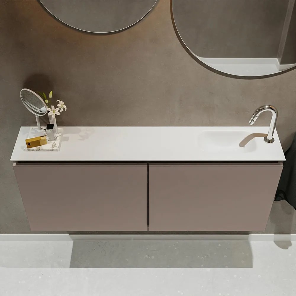 Mondiaz Ture 120cm toiletmeubel smoke met wastafel talc rechts 1 kraangat