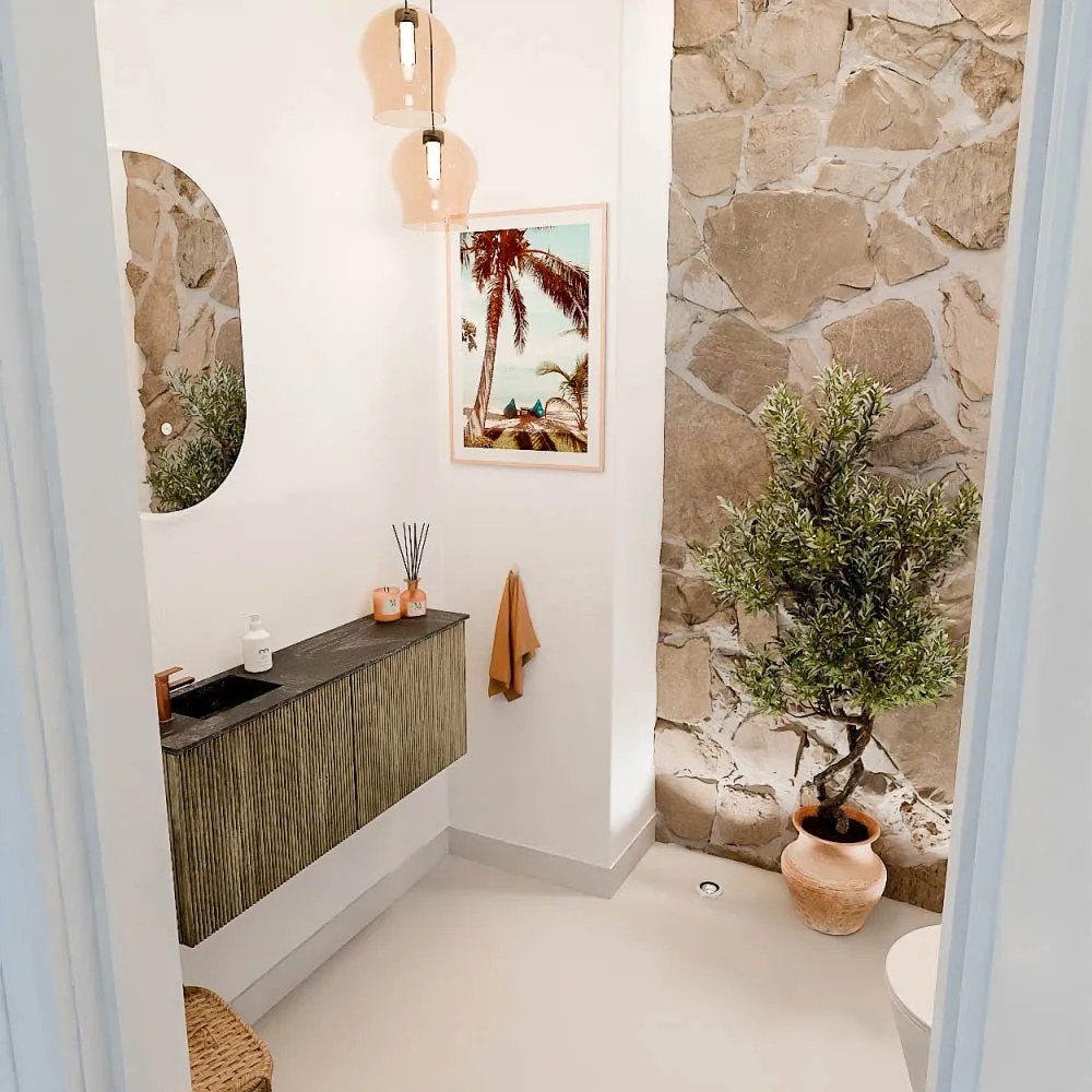 Mondiaz Joya DLux 100cm toiletmeubel dusk met wastafel faye links 1 kraangat lava