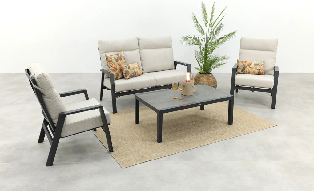 Lagos/Atlanta stoel-bank loungeset 4-delig verstelbaar - Antraciet