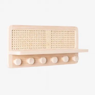 Riley Wandkapstok Met Rotan Plank Natuurlijk & ↔︎ 60 Cm - Sklum