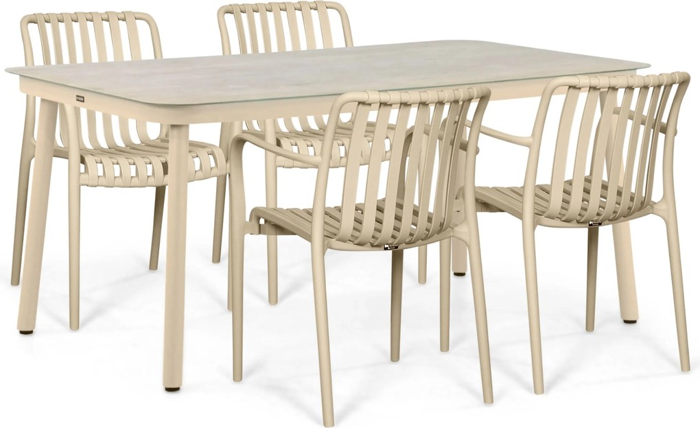 Tuinset 4 personen 160 cm Kunststof Zand/Beige Domani Furniture Alba/Tavano