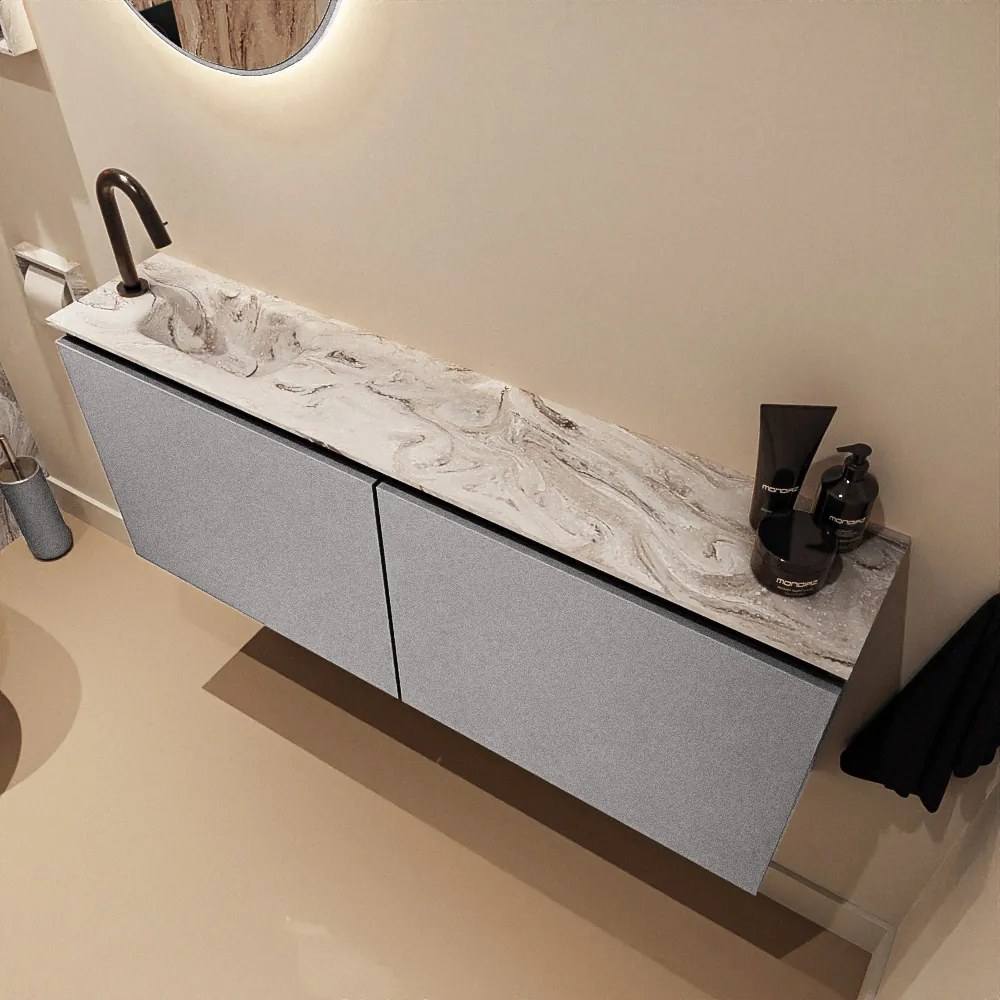 Mondiaz Ture DLux toiletmeubel 120cm plata met wastafel glace links met kraangat