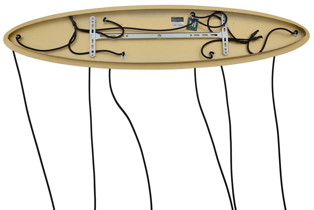 Hotel Chique hanglamp messing met wit glas langwerpig 6-lichts - Misty