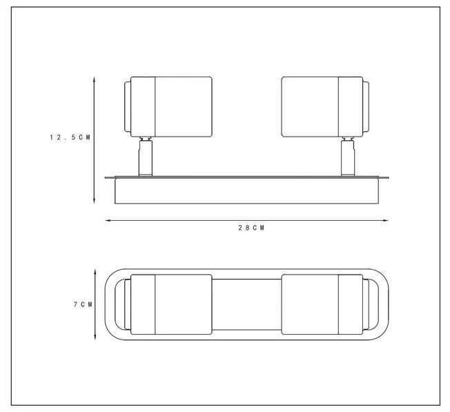 Lucide Lennert plafondlamp 2 spots 5W zwart