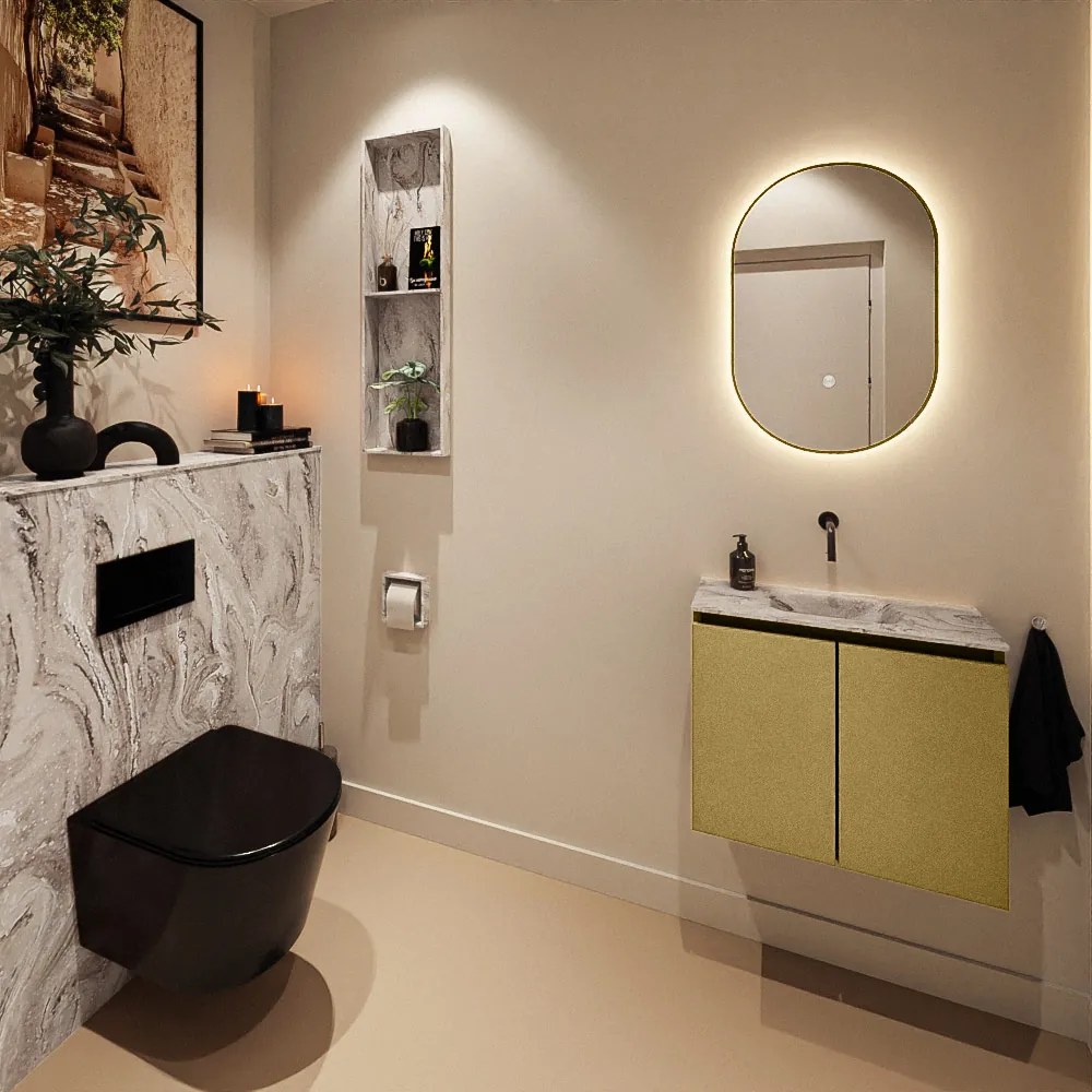 Mondiaz Ture DLux toiletmeubel 60cm oro met wastafel glace midden zonder kraangat