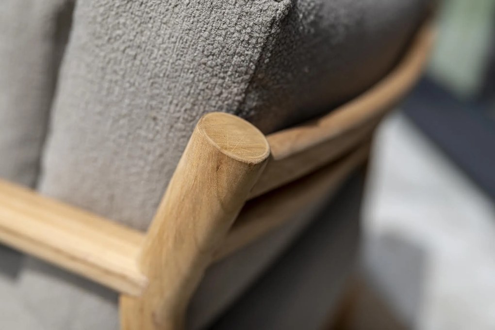 4 Seasons Outdoor Marie chaise loungeset teak met loungestoel en Finn tafels SALE Loungeset taupe weerbestendig