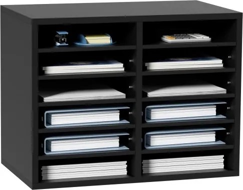 VEVOR Brievenbak Bureau Organizer 520 x 305 x 410 mm, 2,3-5,6 cm Verstelbaar A4 Stapelbaar Liggend, Papierlade, Opbergsysteem Bureau Opbergsysteem (Zwart, 2 x 6 Compartimenten)