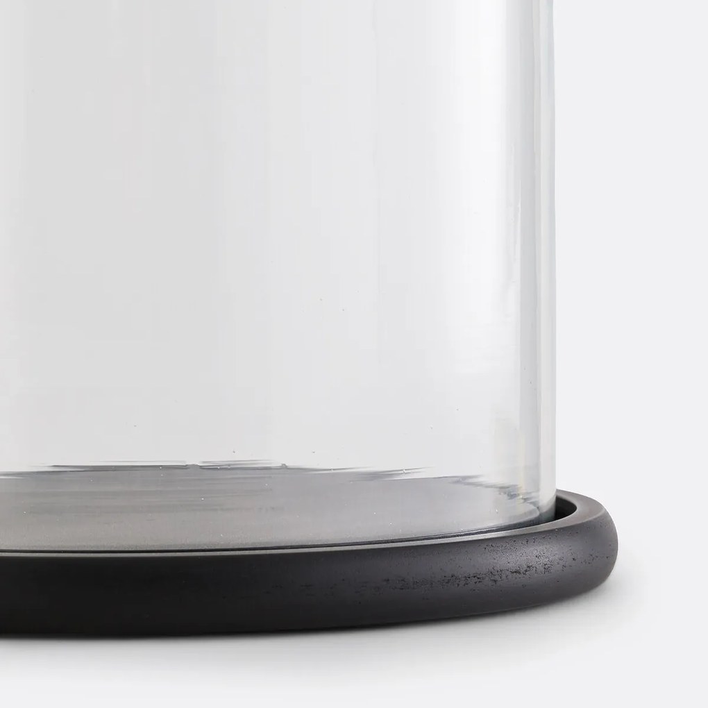 Stolp in glas met zwarte sokkel H32 cm, Campa