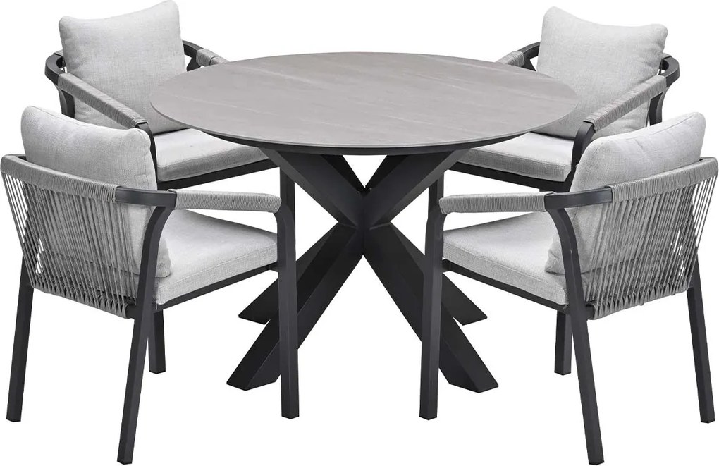 Garden Impressions Tarera tuinset 5-delig - Duuk tuintafel Ø120 cm