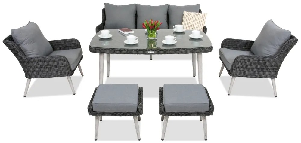 Bilbao Apetito tuinmeubelen 5 + 2 Garden Point poefs antraciet