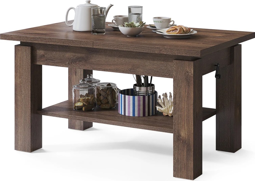 ASTORIA bruine eik, opklapbare salontafel