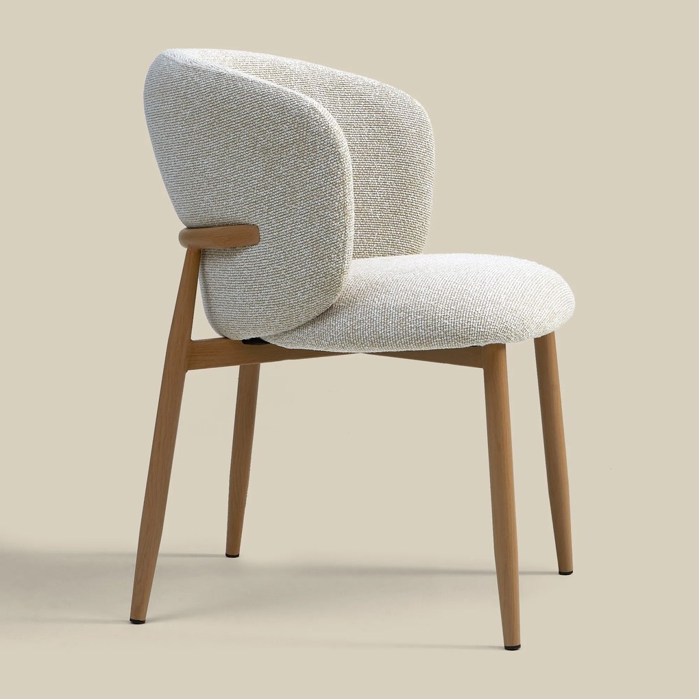 Eiken Eetkamerstoel Met Ronde Rug Creme