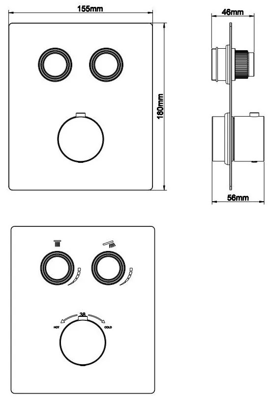 Mueller Click inbouw regendouche klik systeem mat zwart 20cm