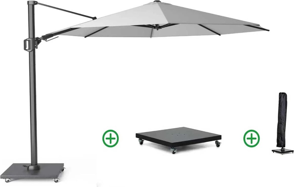 Platinum Challenger zweefparasol 3.5m T2 (incl. voet + hoes) licht grijs