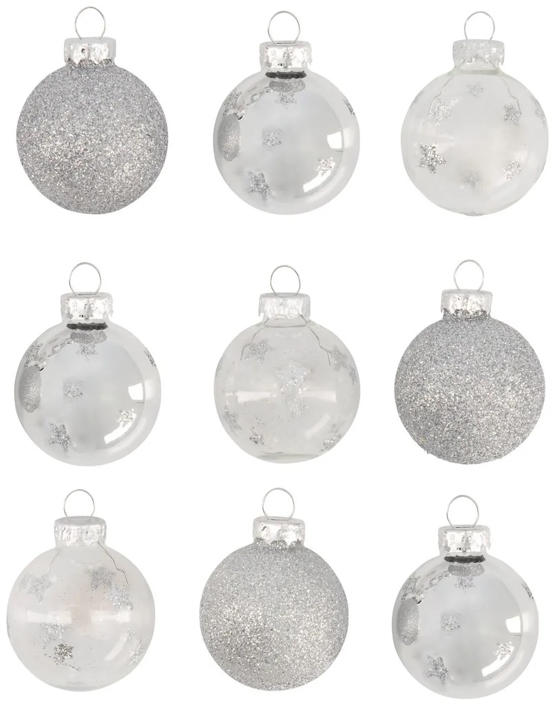 HEMA Kerstballen Ø4cm Glas Zilver - 9 Stuks (zilver)