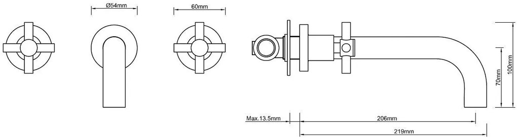 Mueller Mika inbouw-wastafelkraan 2-knops PVD-coating chroom