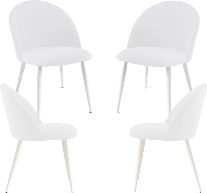 Set 4 White Vint Stoffen Stoelen