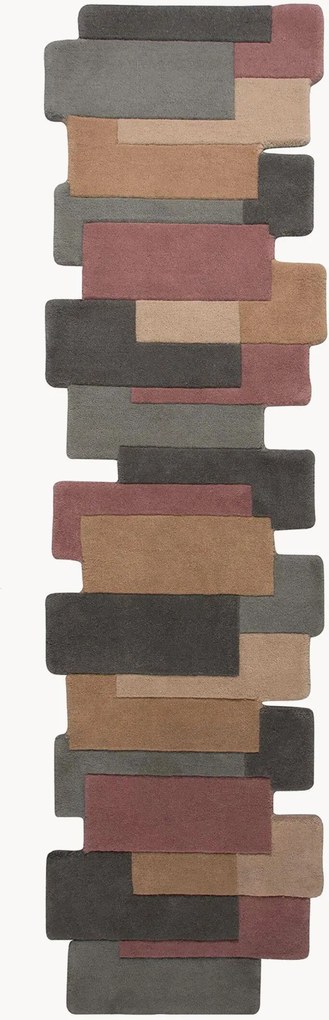 Handgetufte laagpolige wollen loper Collage