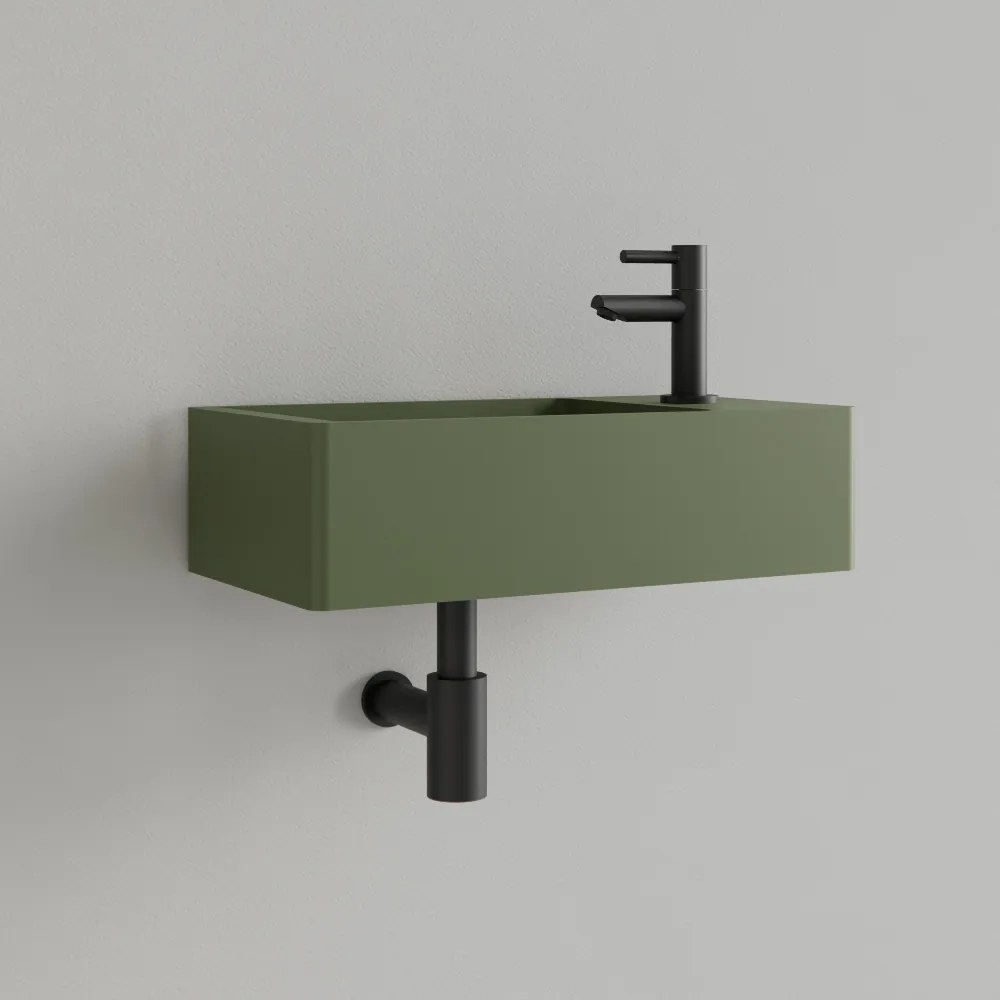 Sanigoods Luko fontein 40x22cm rechts met kraangat olijfgroen